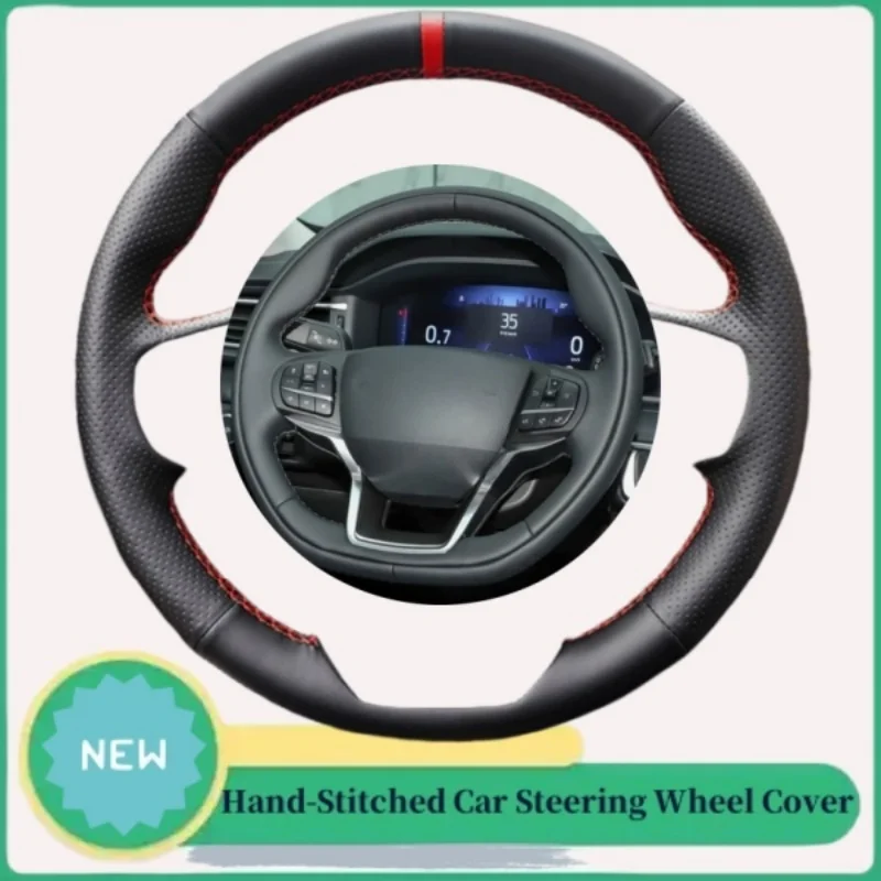

DIY Abrasion-resistant Breathable Microfiber Leather Steering Wheel Cover For Ford Explorer 2020 2021 2022 2023 Auto Interior