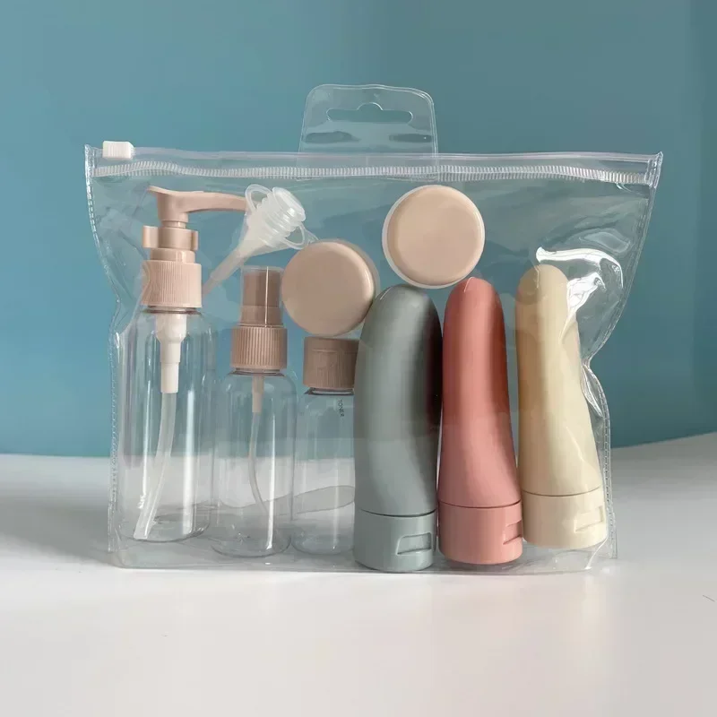 11Pcs Travel Refillable Bottle Set Lotion Shampoo Liquid Cream Cosmetic Containers Portable Spray Bottles Empty Squeeze Tube