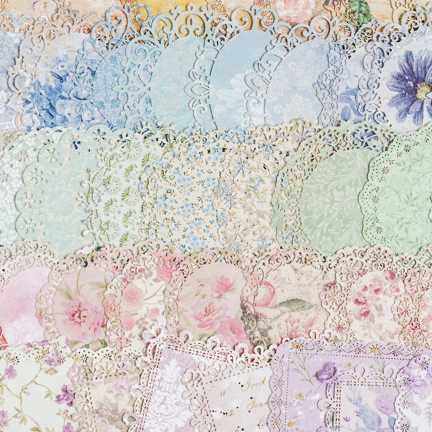 10 Pcs Vintage Flower Circle Lace Material Paper Junk Journal Planner Scrapbooking Butterfly Decorative DIY Craft Paper