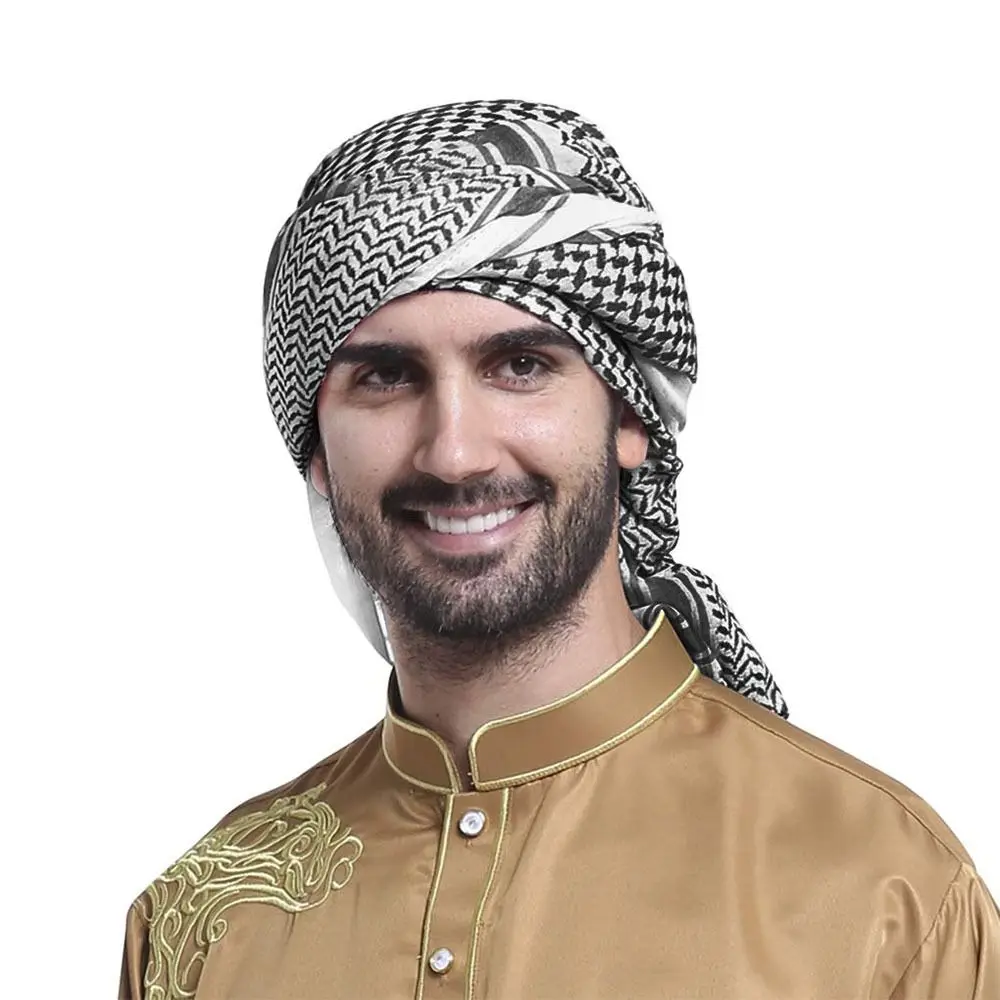 1Pcs Palestine Bandana Muslim Shemagh Scarf Multifunction Headwrap Square Neck Wrap Arabic Turban Hijab Ramadan Pray Caps