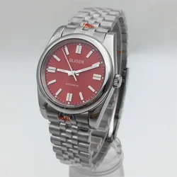 36mm/39mm Men's automatic watch NH35A PT5000 Red dial Green luminous polished bezel Stainless steel case bracelet Sapphire glass