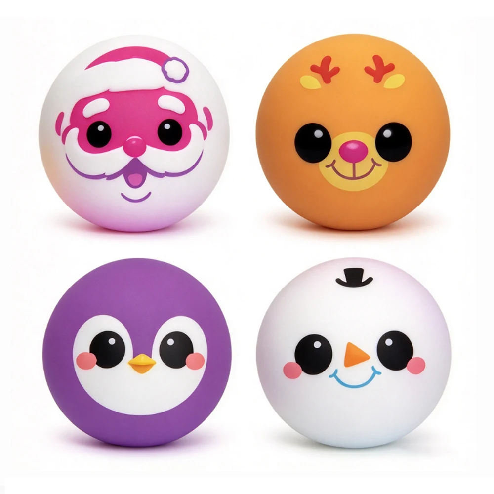 Schylling NeeDoh 4-Pack Christmas Squeeze Fidget Toys, Festive Santa Reindeer Snowman Penguin Sensory Squishy Balls Holiday