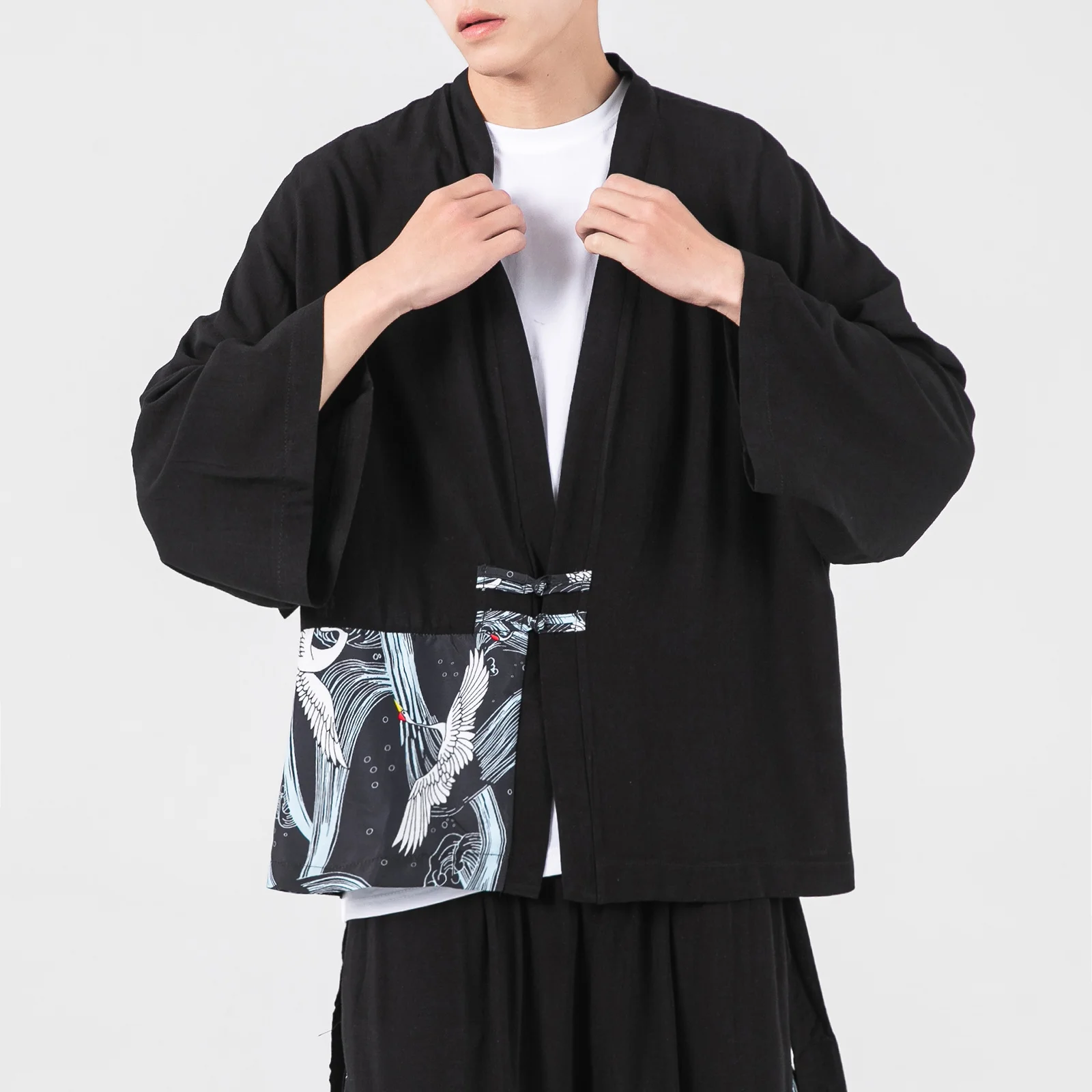 

Chinese Traditional Dress Plus Size Tops Harajuku Kimono Short Sleeve Shirt Jacket China Hanfu Cardigan Men Clothing 5XL