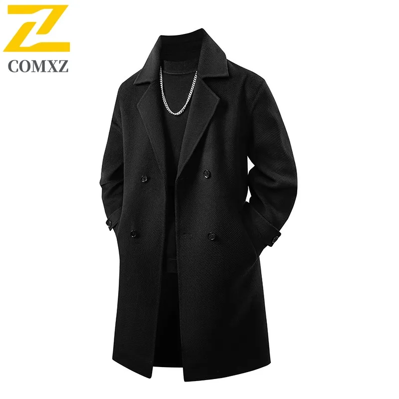 

COMXZ Korean Style Mens Jacket Lightweight Fashion Comfortable Trench Coat Premium Lapel Knee Length Windproof Autumn Jackets