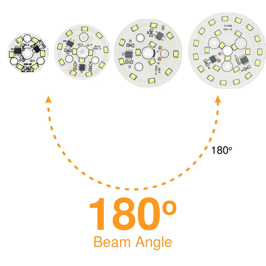 Puce LED pour spot lumineux circulaire, 3/5/7/9/12/15/18W, SMD 2835, AC 220/240V