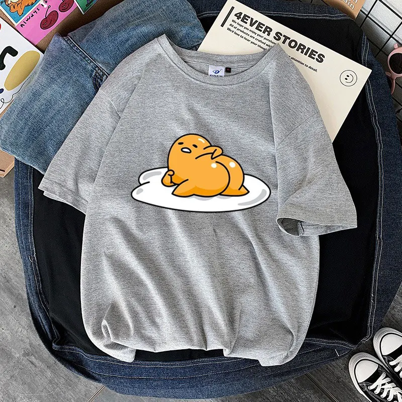 Harajuku Lazy Egg Print Women T Shirt Gudetama Tshirts Short Sleeve Shirt Kawaii Tshirts Gothic Female Aesthetic T-shirt Tops