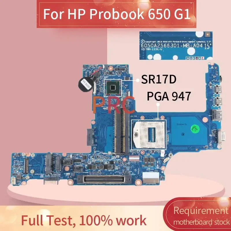 For HP Probook 640 G1 650 G1 Laptop Motherboard 6050A2566301 HM86 SR17D DDR3 744007-001 744007-501 Notebook Mainboard Tested