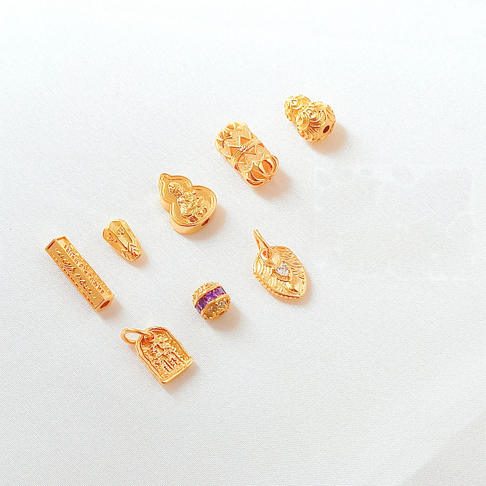 Brass Coated Gold Zircon Inlaid Retro Gourd Hollow Bead Pendant DIY Jewelry Making Necklace, Bracelet, Clothing Accessory