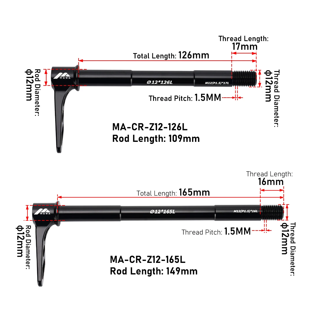 MANA Ultra Light Aluminum Bicycle Quick Release Barrel Axle - For 12*100 12*142 Size Frame - 40G/48G Rear(ELITEWHEELS User QR)