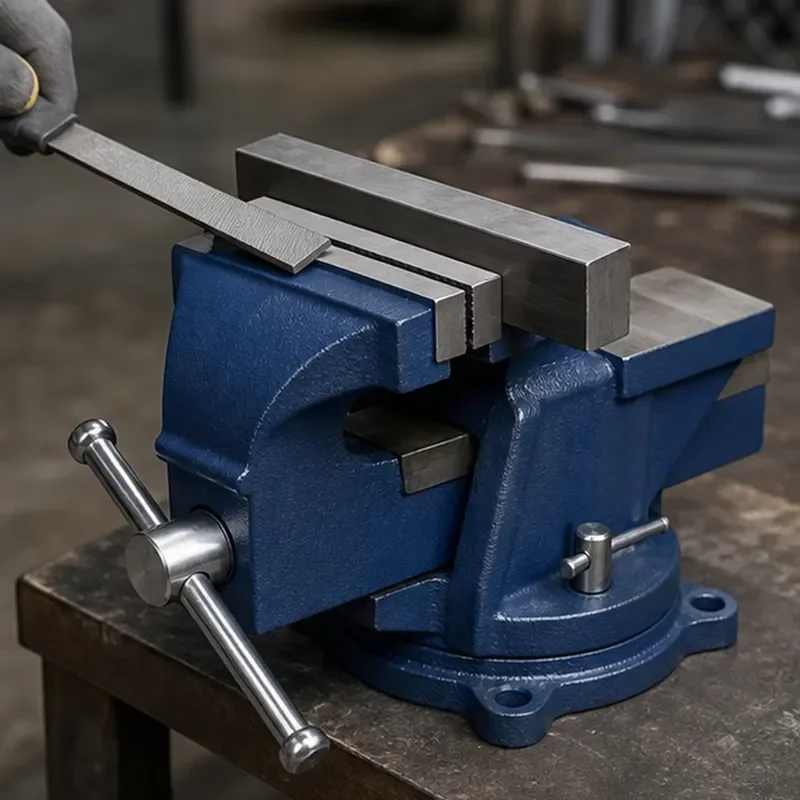 Heavy Duty Cast Iron Workbench Vise with Swivel Base Hardened Steel Jaws for Metalworking Woodworking Bench Clamp Tool