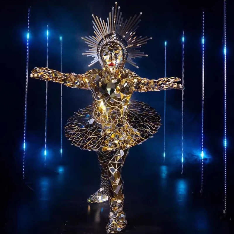 Jupe de Costume à paillettes argentées, brillante, spectacle sur scène, danse mécanique, Troupe de danse Laser, spectacle Laser de luxe, film comme Dj pour femmes