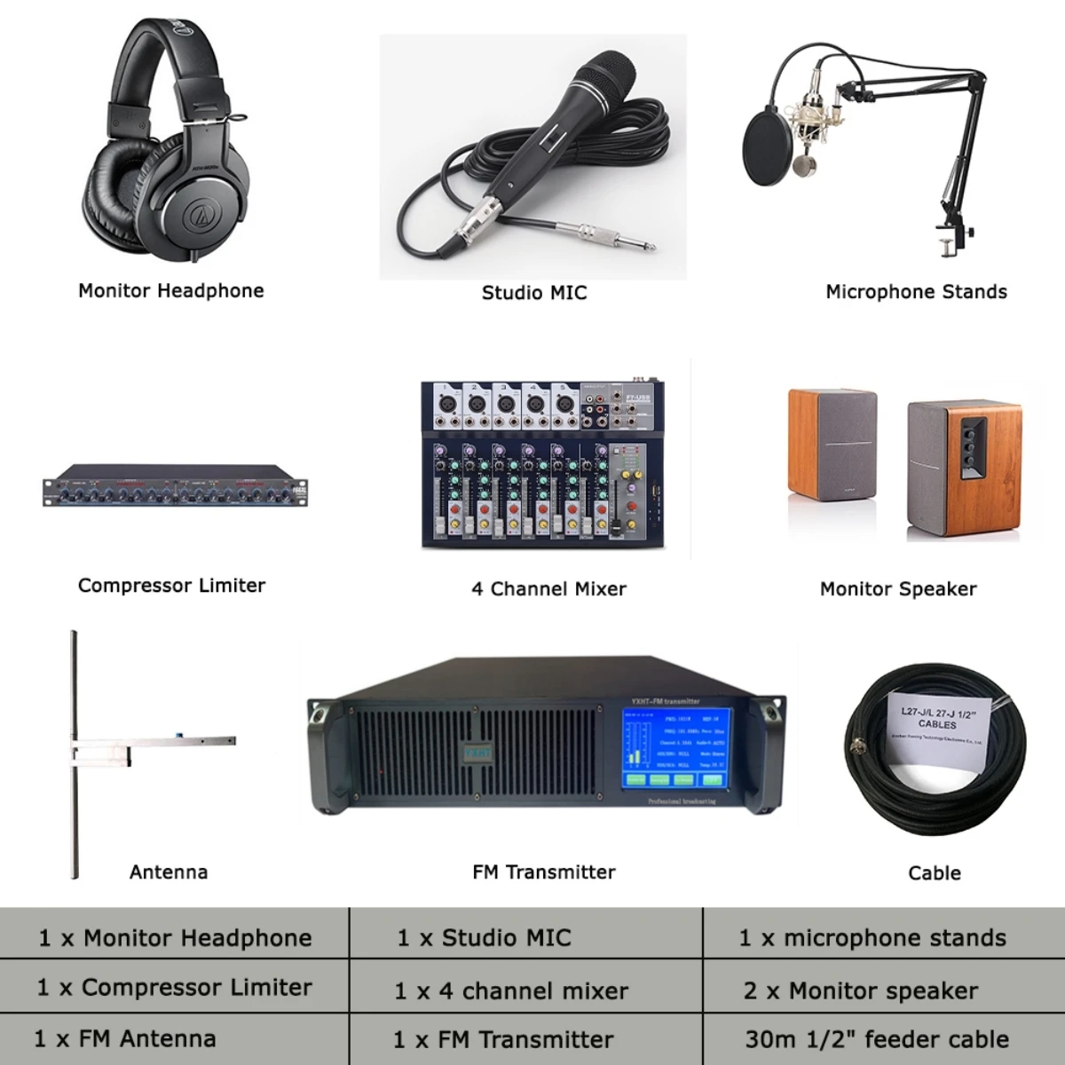 Digital YXHT-2 Warranty 6 years 2KW 2U Touch Screen 2000W FM Transmitter 1-Bay Antenna 30 meters cables for Radio Station