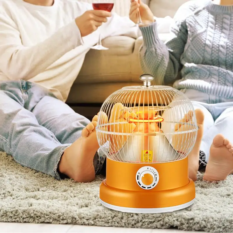 Portable Electric Heater Space Heater Quick Warming Tip-Over Protection Electric Compact Heater Birdcage Shape Design For Home