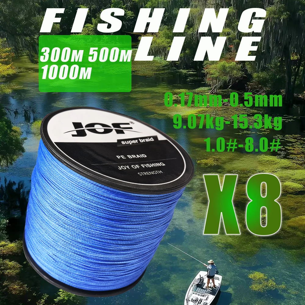 JOF Multifilament 8-fach geflochtene Angelschnur PE-Draht 1000M 300M Jigging Salzwasser Süßwasser Pesca Abriebfest