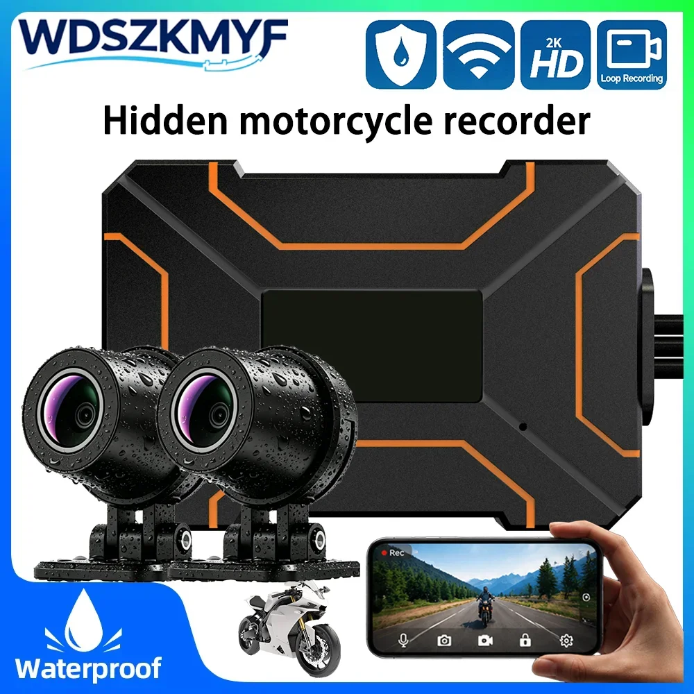 1080P/2K Motorcycle Camera DVR Full-Body IP67 Waterproof Moto Recording WiFi GPS Dash Cam Driving Video Recorder Black Box