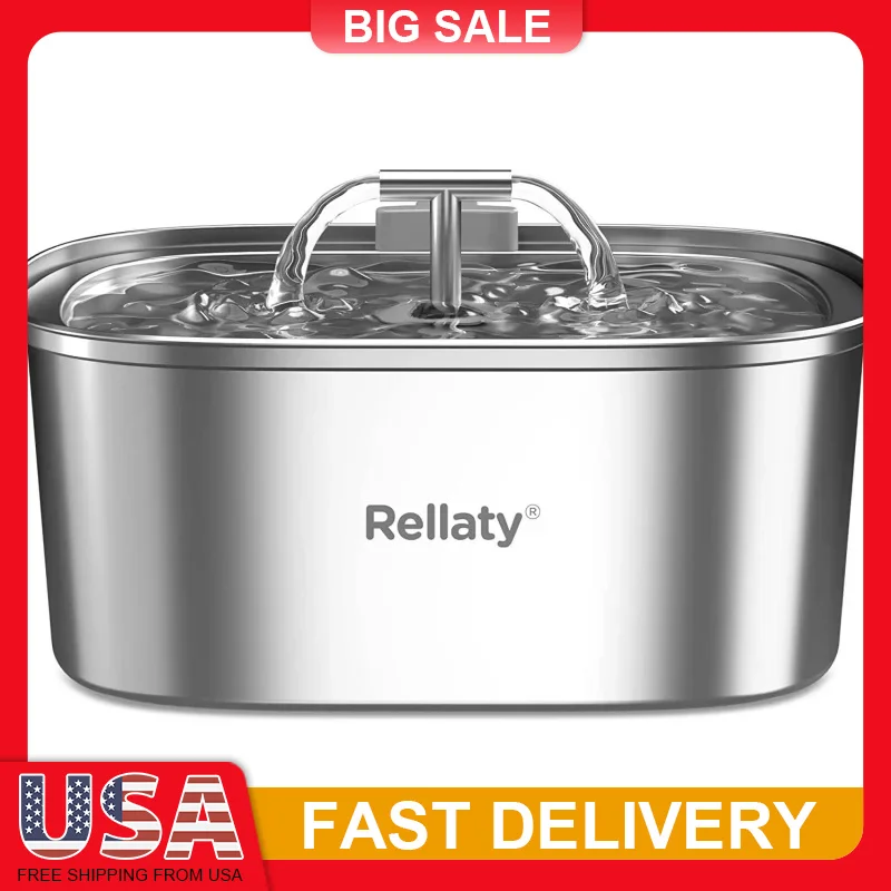 

Cat Water Fountain Stainless Steel 3.2L Automatic Pet Drinking Bowl with Filter Pump for Cats Dog Large Capacity Water Dispenser