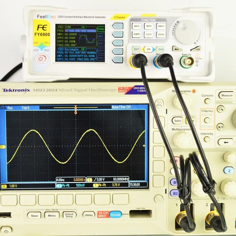 Feelelec-generador de señal Digital FY6900, 0-60MHz, función de forma de onda arbitraria, DDS, doble canal, AM, FM, PM, ASK, FSK, modulación PSK