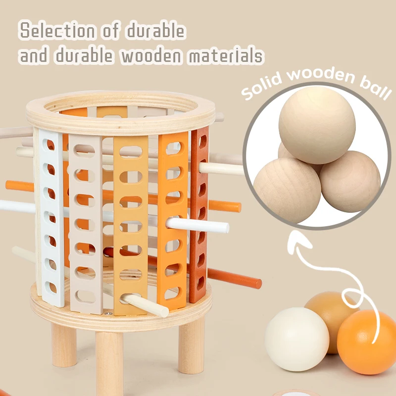 Montessori Woodiness Draw Stick Game the Learning Tower of Pisa Educational Toys Stacking Wooden Toys