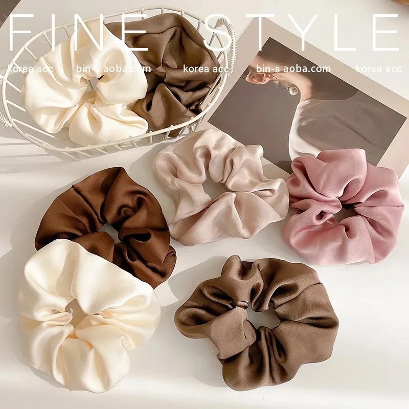 Französisch Seide Haar Zubehör Frauen Textur Elastique Cheveux Complementos De Moda Scrunchies Gomas Pelo Mujer Bands Krawatte Satin – Detail 2