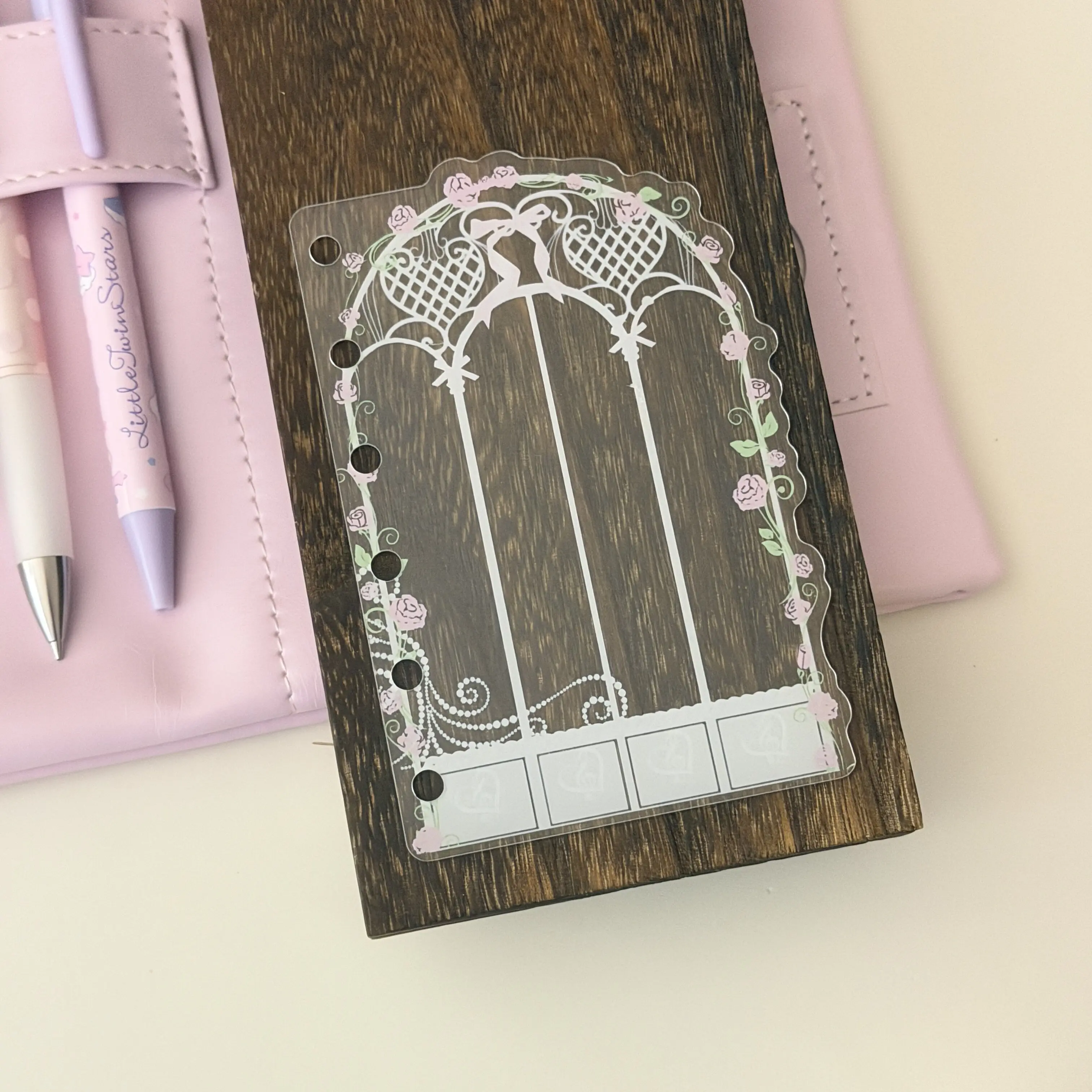 Rose Flower Planner Dividers A7 M5 Size Pretty PVC Index Tabs for Ring Binders Sweet Aesthetic Journal Accessories for Girls - view 2