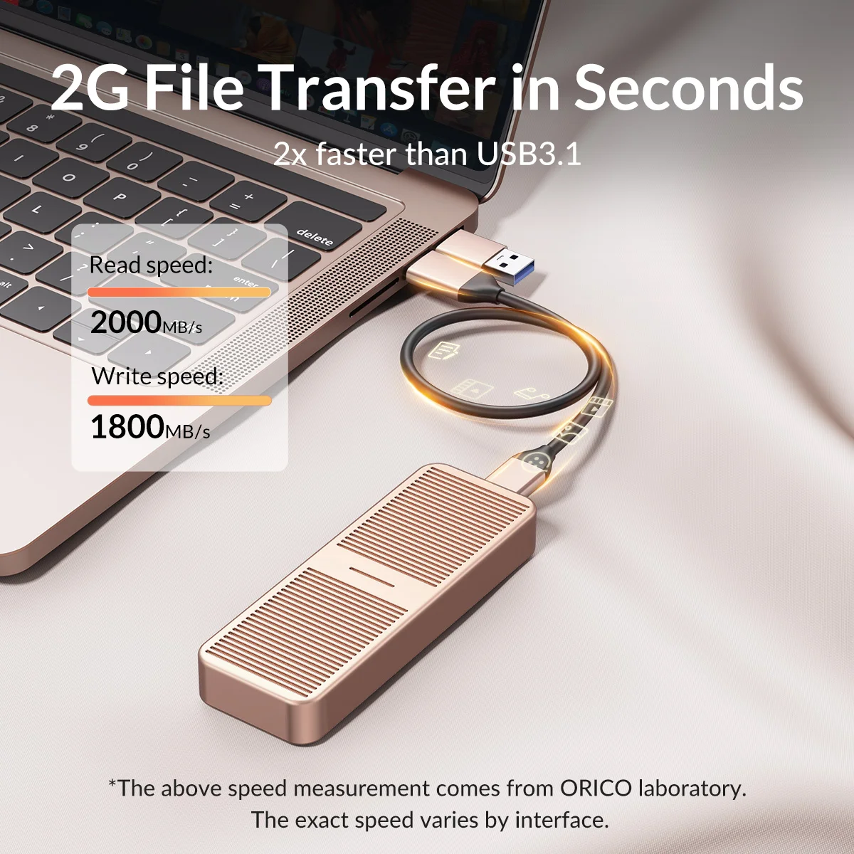 ORICO-funda SSD M.2 NVME de 20Gbps con chaleco de refrigeración incorporado, carcasa SSD NVME de aluminio mejorada tipo C M2 para unidad de estado sólido