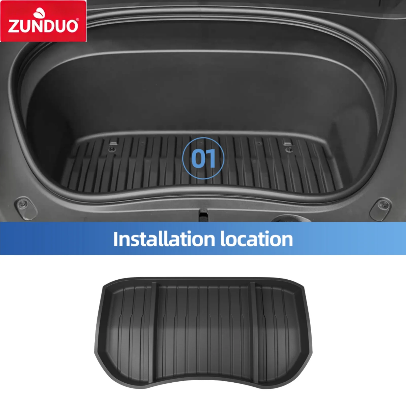 ZUNDUO Left Drive for for Tesla Model 3 Highland 2024-2026 LHD TPE Car Floor Mat Trunk Liner Rear Trunk Pad Accessories Black