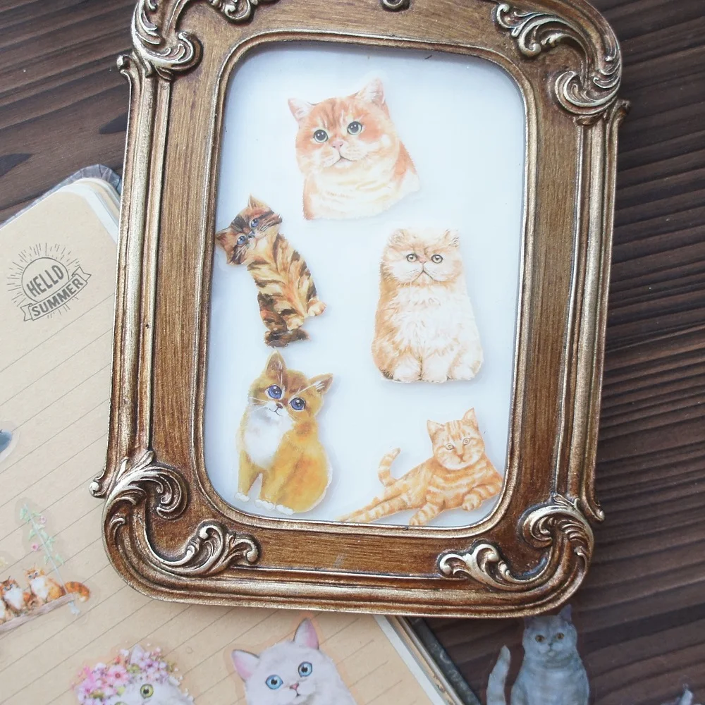 

28pcs Isn't My Cat Cute  Yellow White Gray Cat Style PVC Sticker Scrapbooking DIY Gift Packing Decoration Tag