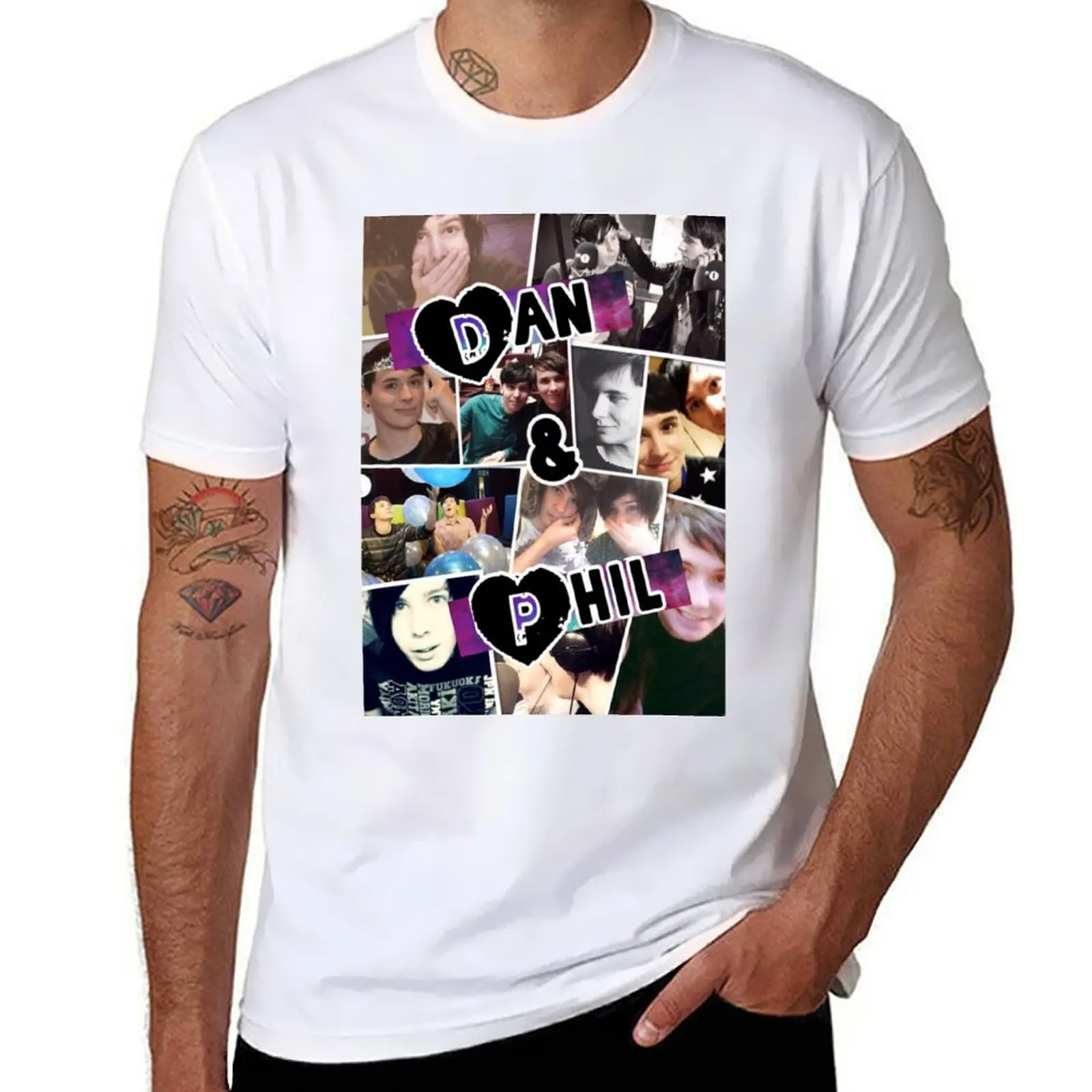 

Dan and Phil Collage T-Shirt anime t shirts for man t shirts for man pack cotton T-Shirt