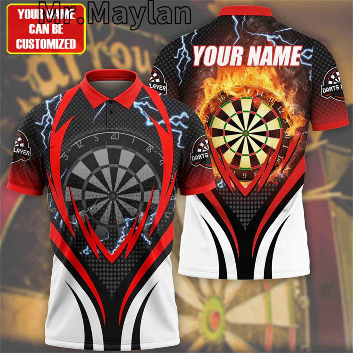 Personalized Multicolor Darts Teams Costume Apparel 3D Sports Style Polo Shirt Men Women Uniform Shirts Gift for Dart Player-022