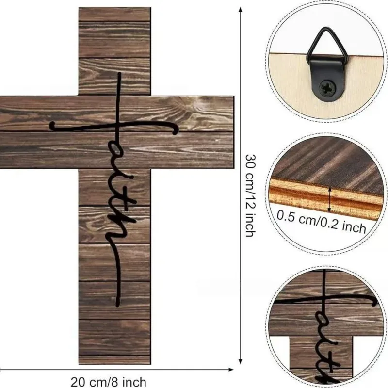 [A93Z!】 Faith,Love And Hope Wooden Cross Wall Decor-Rustic Style Hanging Decoration