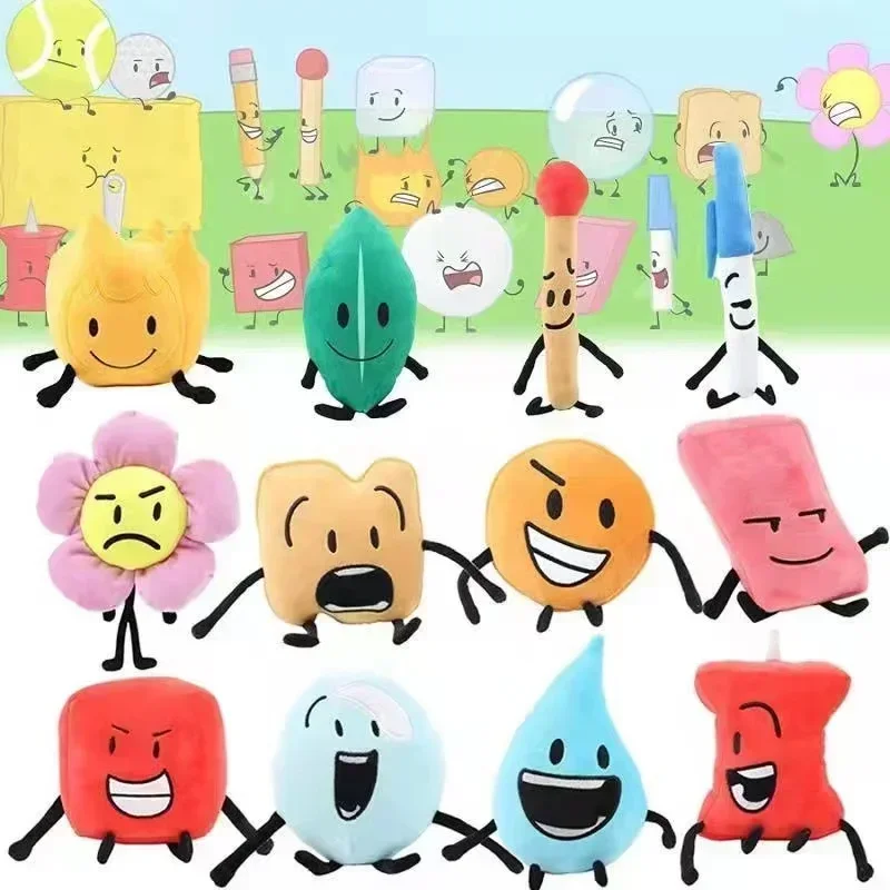 Battle for Dream Island Plush Doll BFDI Toys Leafy Firey Flower Waterdrop Bubble Stuffed Animal Plant Plushie Pillows Kids Gifts