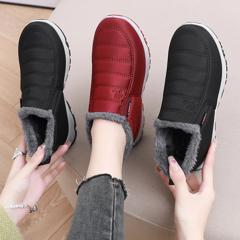 2024 Winter Women\'s Men\'s Boots Waterproof Slip On Shoes Men Keep Warm Snow Ankle Boots Outdoor Comfortable Tennis Sneakers Man