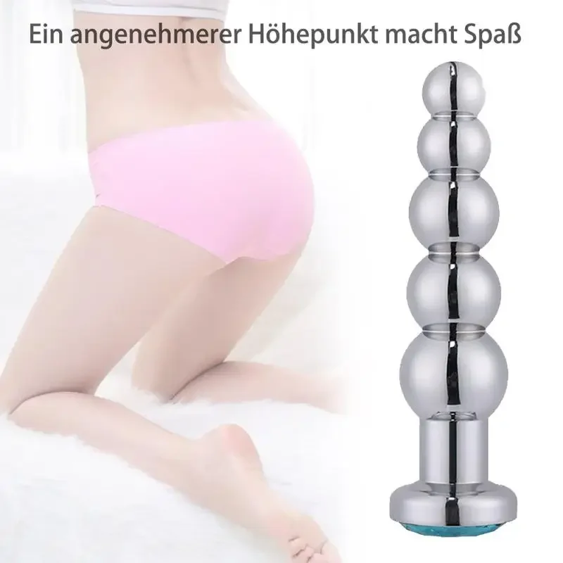 5 Beads Metal Anal Plug Docking Plugs Stainless Steel Anal Plug Masturbation Toys and Wife Toys Climax Stimulus