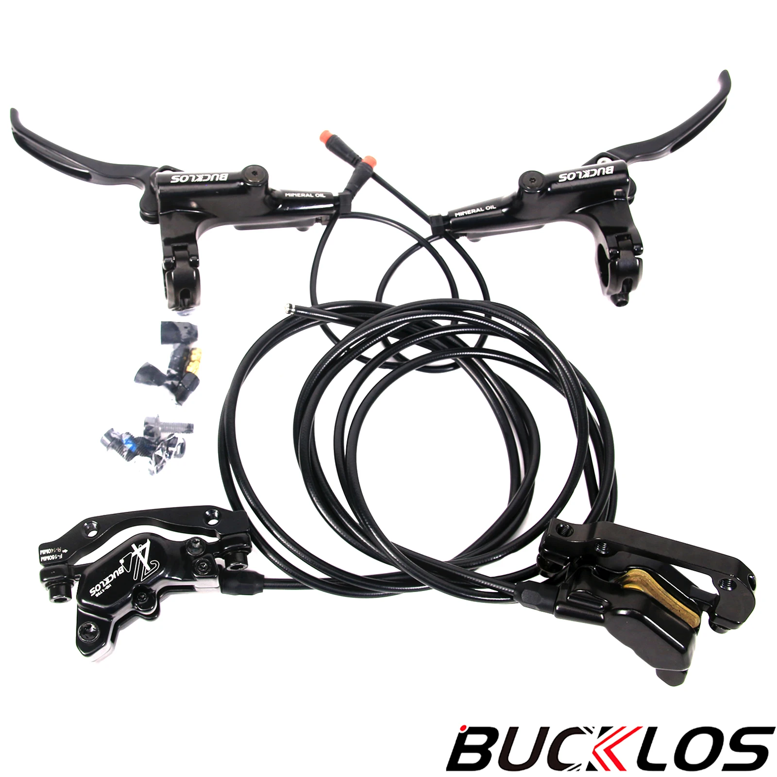 

BUCKLOS HD-E735 E-Bike Hydraulic Brake 1150mm 1950mm 4-Piston Power Off Hydraulic Brake for Ebike Scooter MTB Bicycle Parts