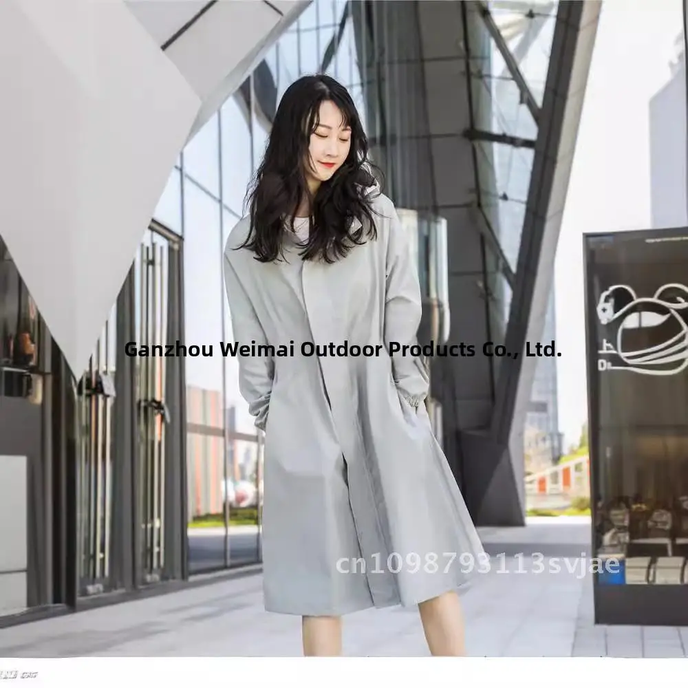 

Женский модный плащ средней длины, ветровка, повседневное путешествие, ветрозащитное водонепроницаемое пончо из полиэстера для всего тела