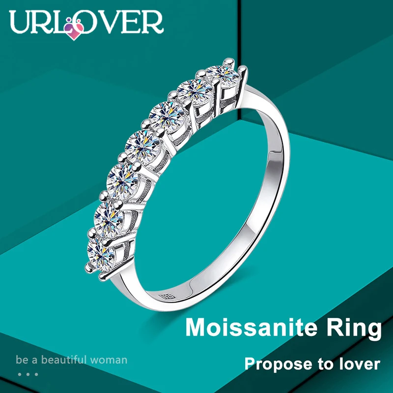 

URLOVER 3mm D Color Moissanite Ring s925 Sterling Sliver Plated 18k White Gold Wedding Engagement Rings For Women Fine Jewelry