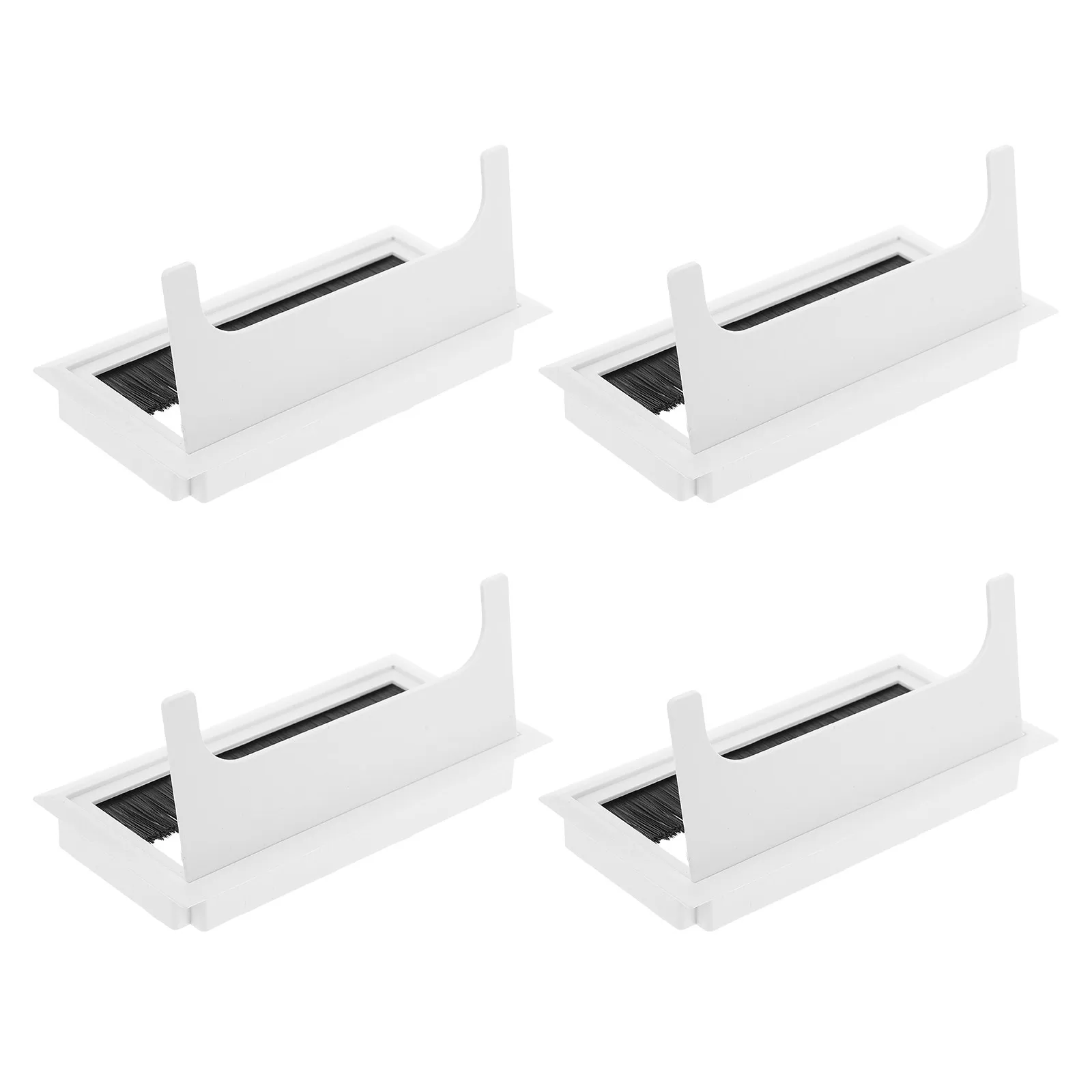 4Pcs Desk Cord Grommet Cover with Brush Black Desktop Wire Hole Cover for Cable Organization Clutter Free Workspace Safety