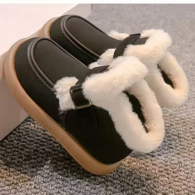 2024 Girls' and Children's Fur Integrated Snow Boots Winter New Style Boys' Anti slip Thick Cotton Shoes with Velvet