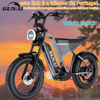 GUNAI-Y 1000W Electric Bicycle 20*4Inch Fat Tire Electric Bike 60KM/H 48V 18AH Battery 7Speed Mountain Adult Bike,100KM Mileage