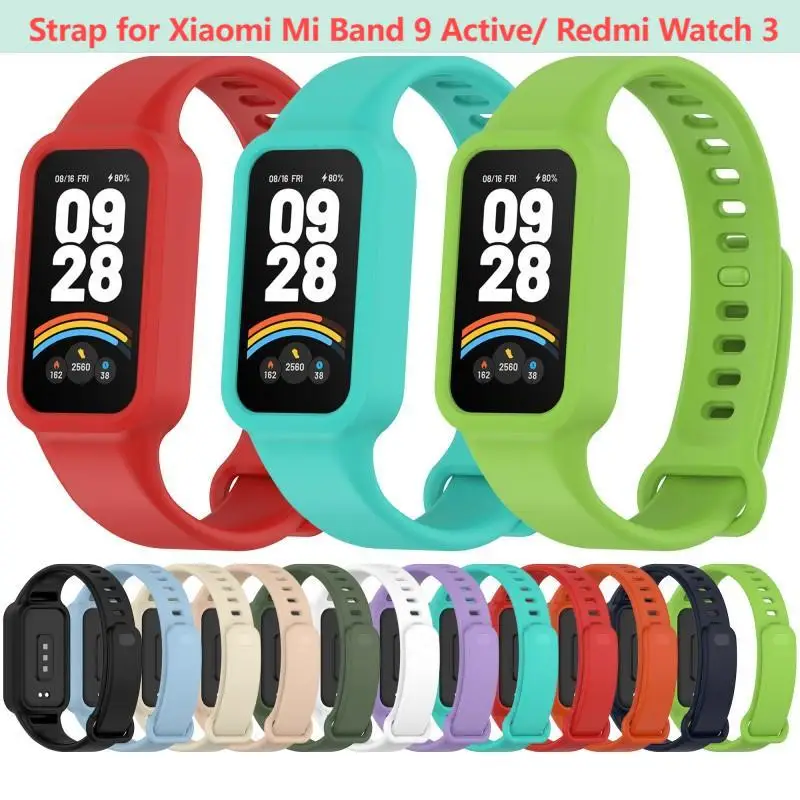 Official Silicone Wristband Strap For Xiaomi Smart Band 9 Active Redmi Band 3 Bracelet Watchband for Mi Band9 Active Accessories