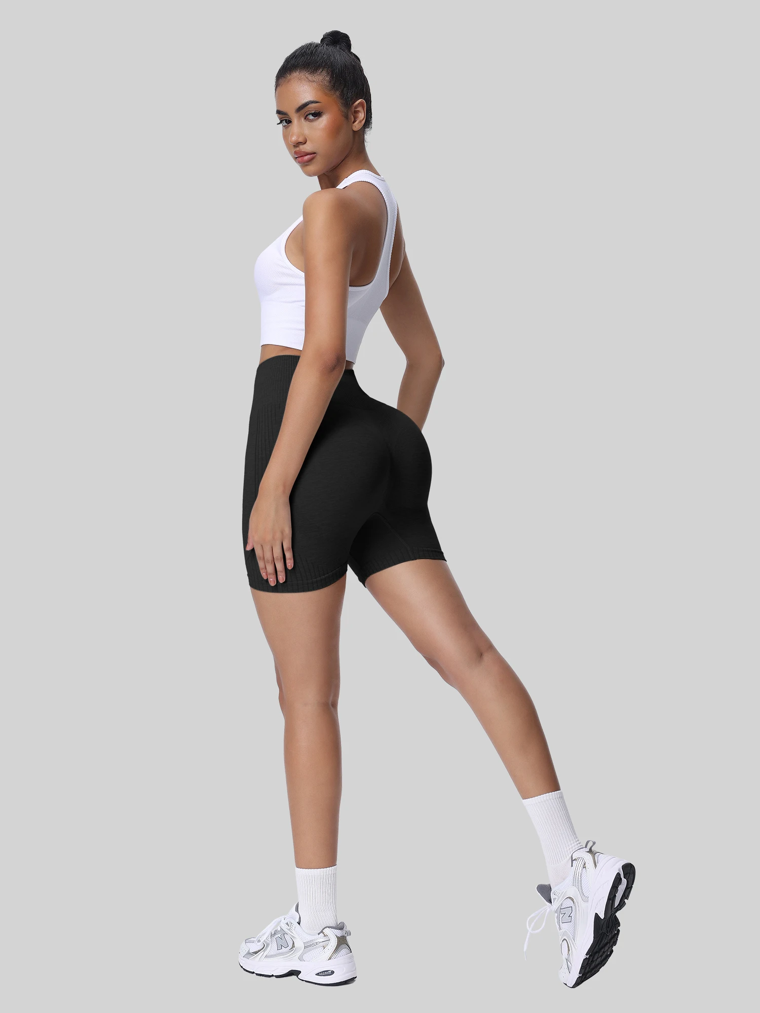 Pantaloncini da yoga elastici a vita alta, pantaloncini sportivi da corsa aderenti, attrezzatura per allenamento fitness, perfetti per le lezioni di base per principianti in palestra