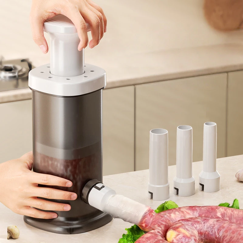 

Homemade Sausage Maker with 4Pcs Stuffing Pipe Manual Fast Meat Stuffer Filling Machine Large Capacity Heavy Duty Kitchen Tools