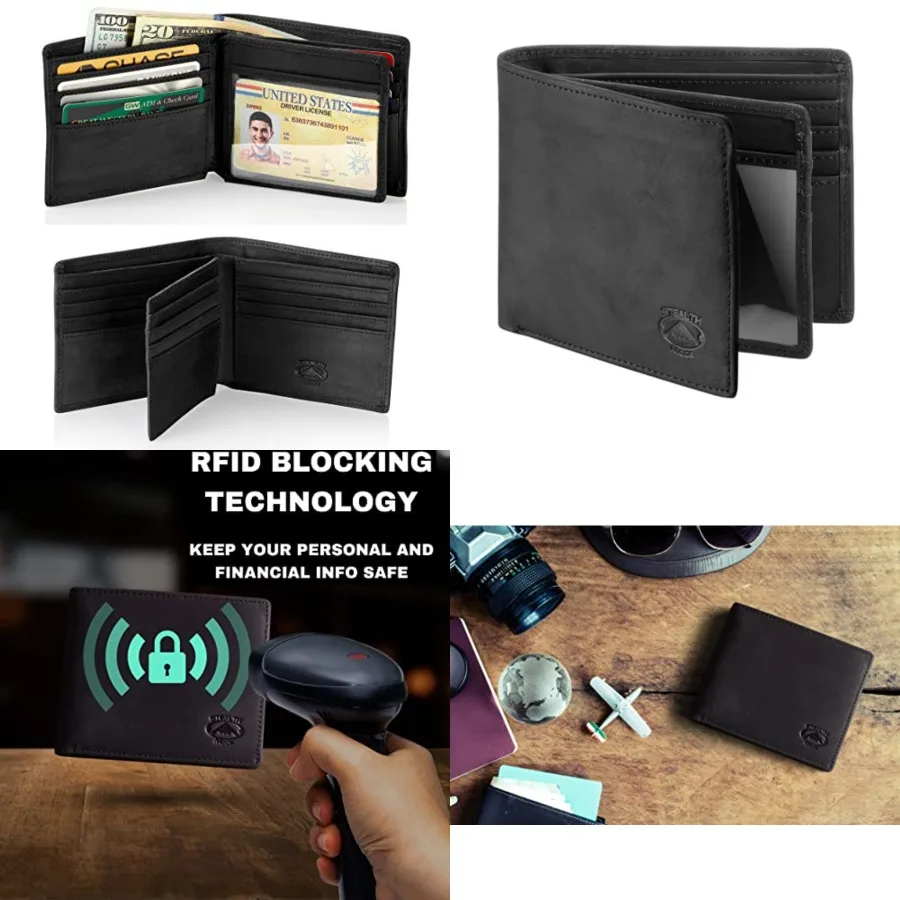 

Leather Bifold Wallet for Men With ID Window and RFID Blocking