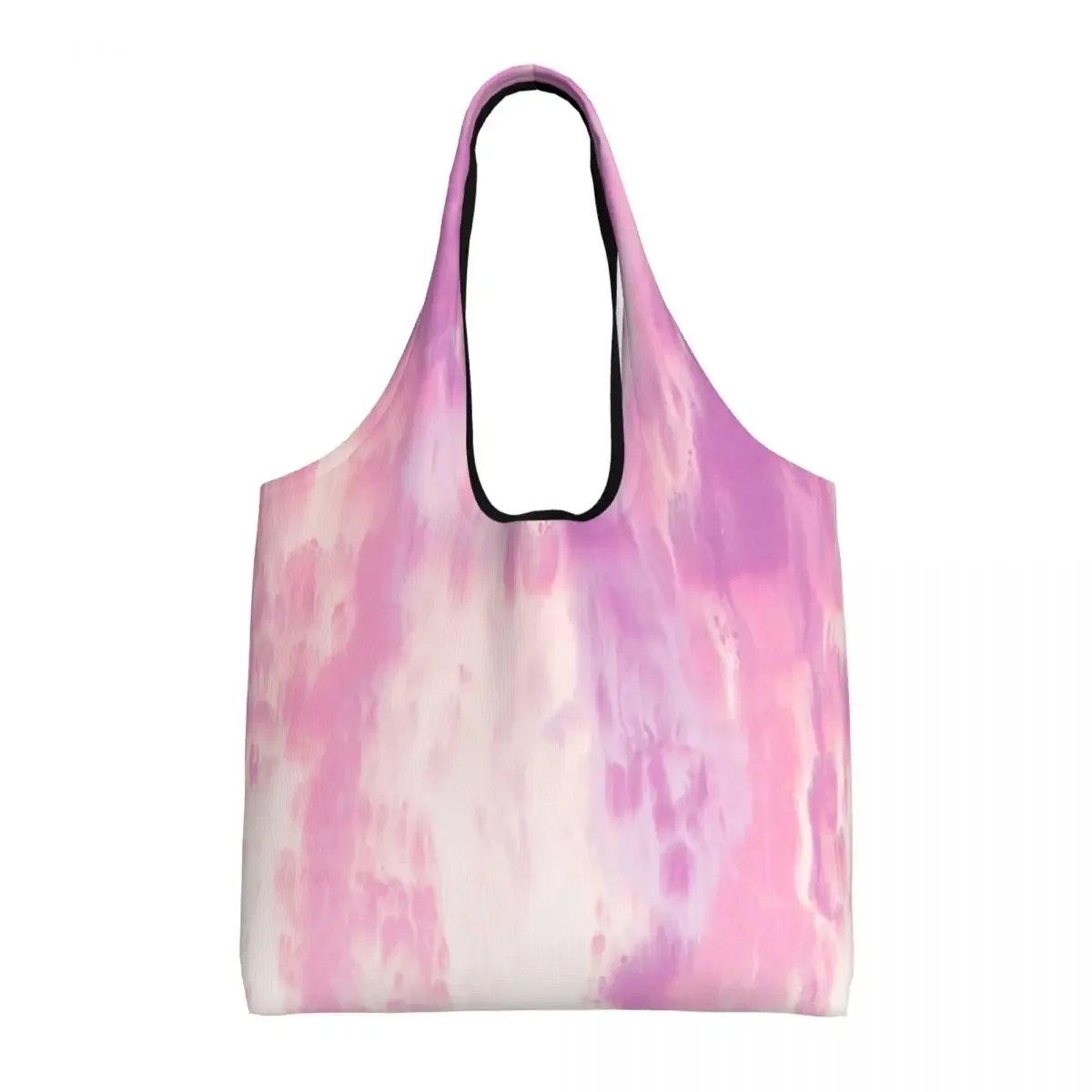 Custom Kawaii Printed Cool Pink Tie Dye Tote Shopping Bag Portable Canvas Shoulder Shopper Traditional Dyeing Art Handbag