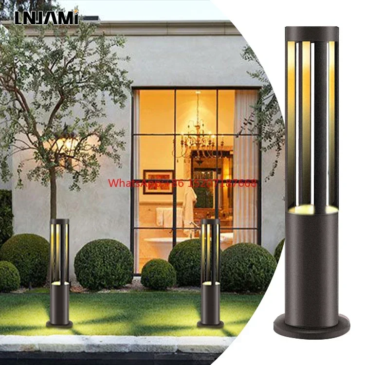 Modern Round Park Post Lawn Lamp Bollard Light For Outdoor Garden Lawn Lighting