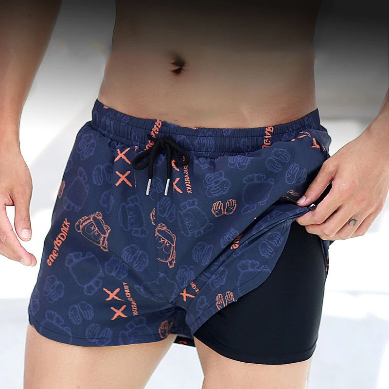 EU2XS-XL Männer Teenager Badehose Anti Peinlichkeit Lose Schnell Trocknend Badeshorts Meer Strand Badeanzug Heißer Frühling Bademode Set