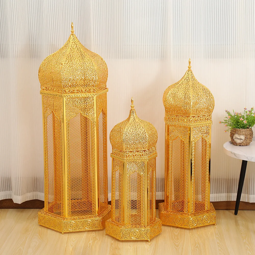 Golden Hollow Castle Arabian Incense Burner Large Metal Charcoal Burner for Home Decor Wedding Middle Eastern Aromatherapy