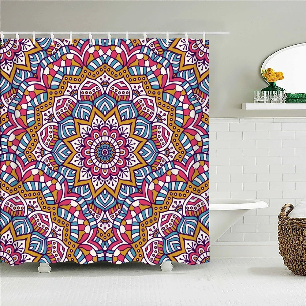 Indian Bohemian Mandala Bathroom Shower Curtains Frabic Waterproof Polyester Bath Curtain Home Decoration With Hooks