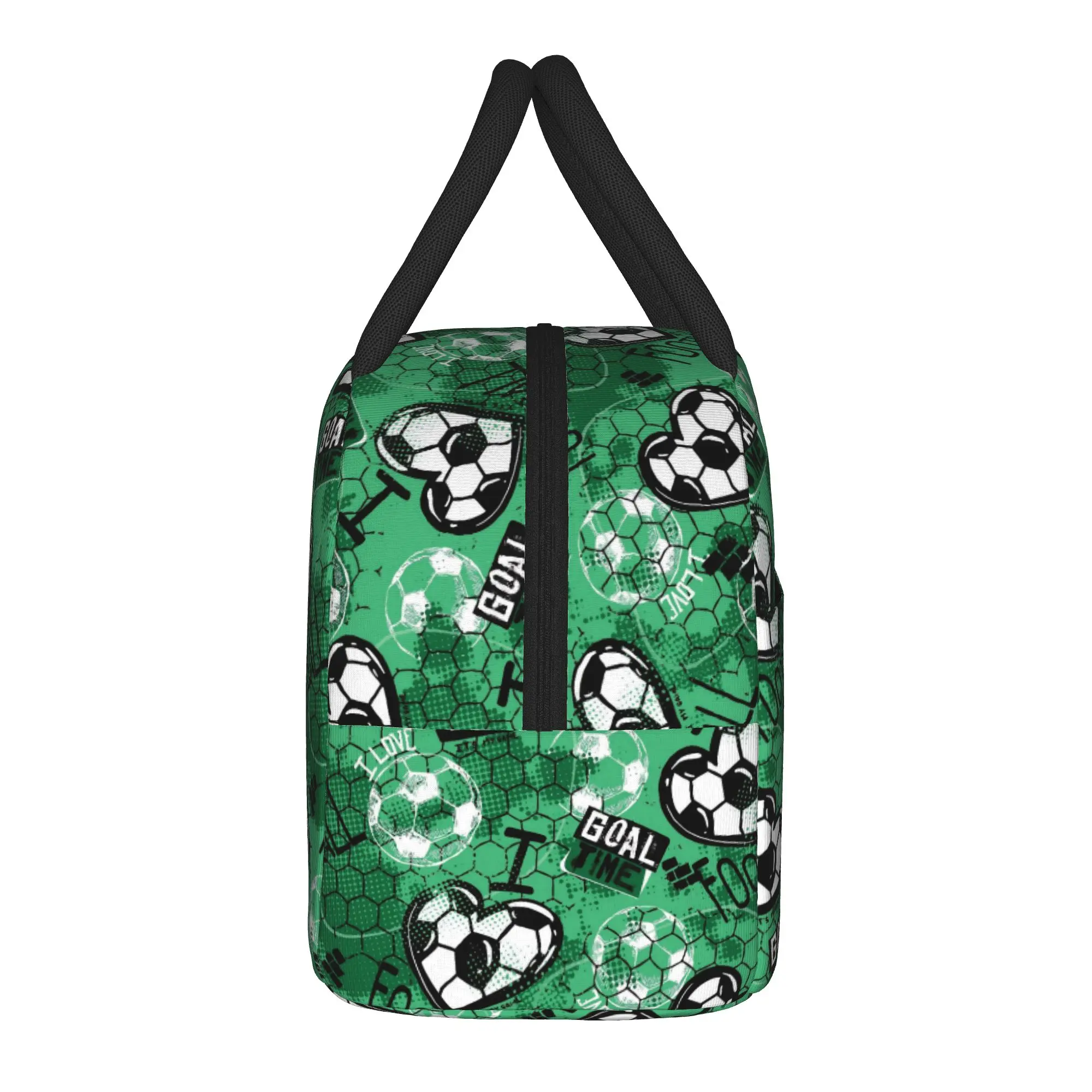 Football Soccer Patten Insulated Lunch Bags Cooler Bag Reusable,Lunch Container  High Capacity Tote Lunch Box Food Bag
