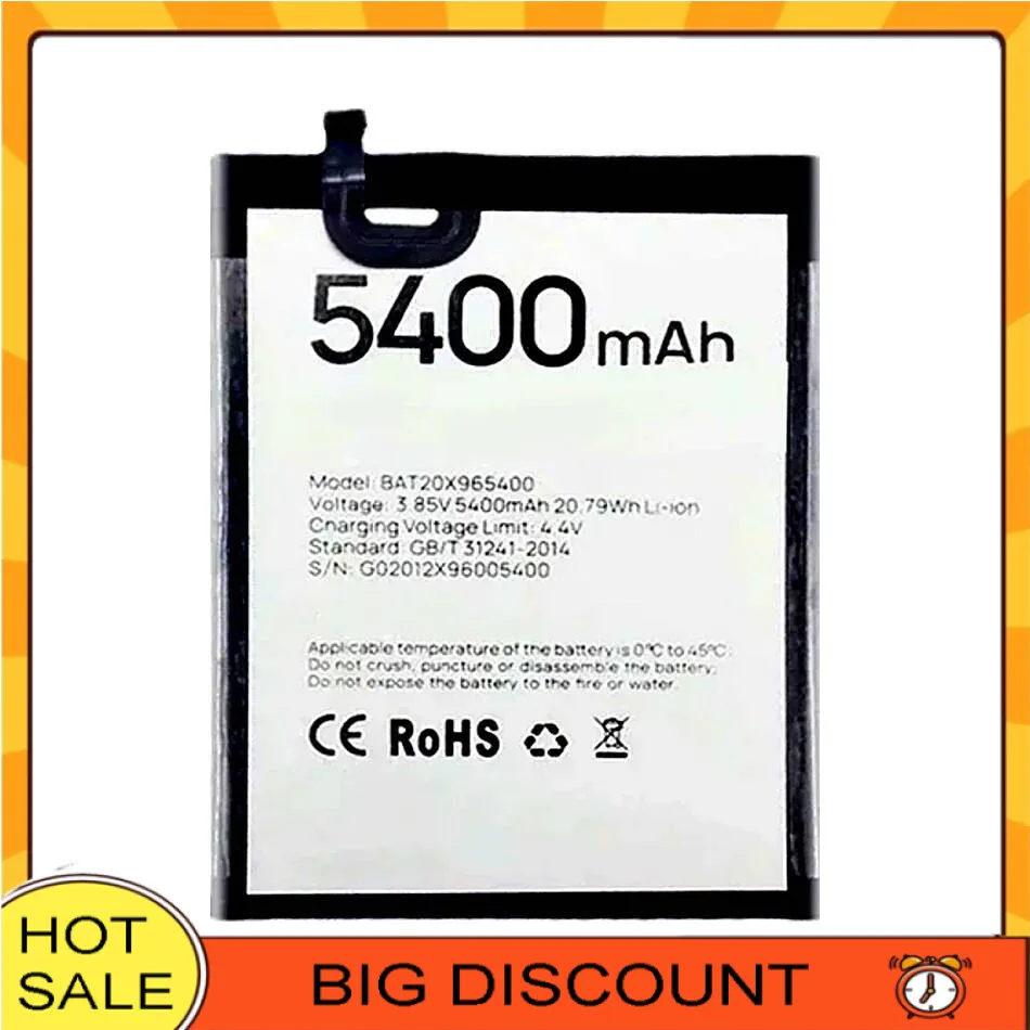 

Mobile Phone Battery 5400Mah High-Capacity For Doogee X96 Pro BAT20X965400 Environmentally Friendly